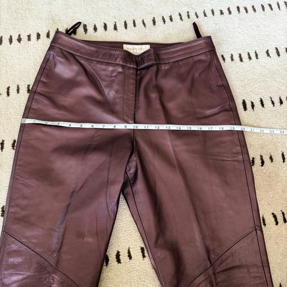 VTG 100% Leather Pants | 90s High Waist Biker | Metallic Burgundy - Picture 8 of 13
